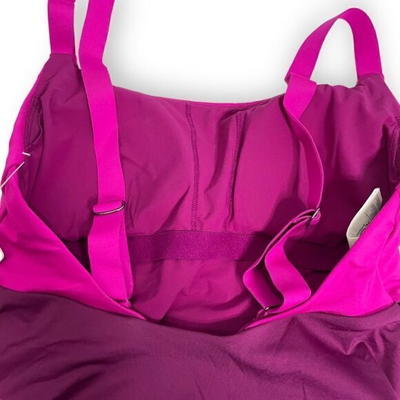 Athleta Pink Striped Coastline One Piece Swimsuit Medium Coverage - Picture 3 of 12